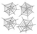 Set of four doodle spider webs. Royalty Free Stock Photo